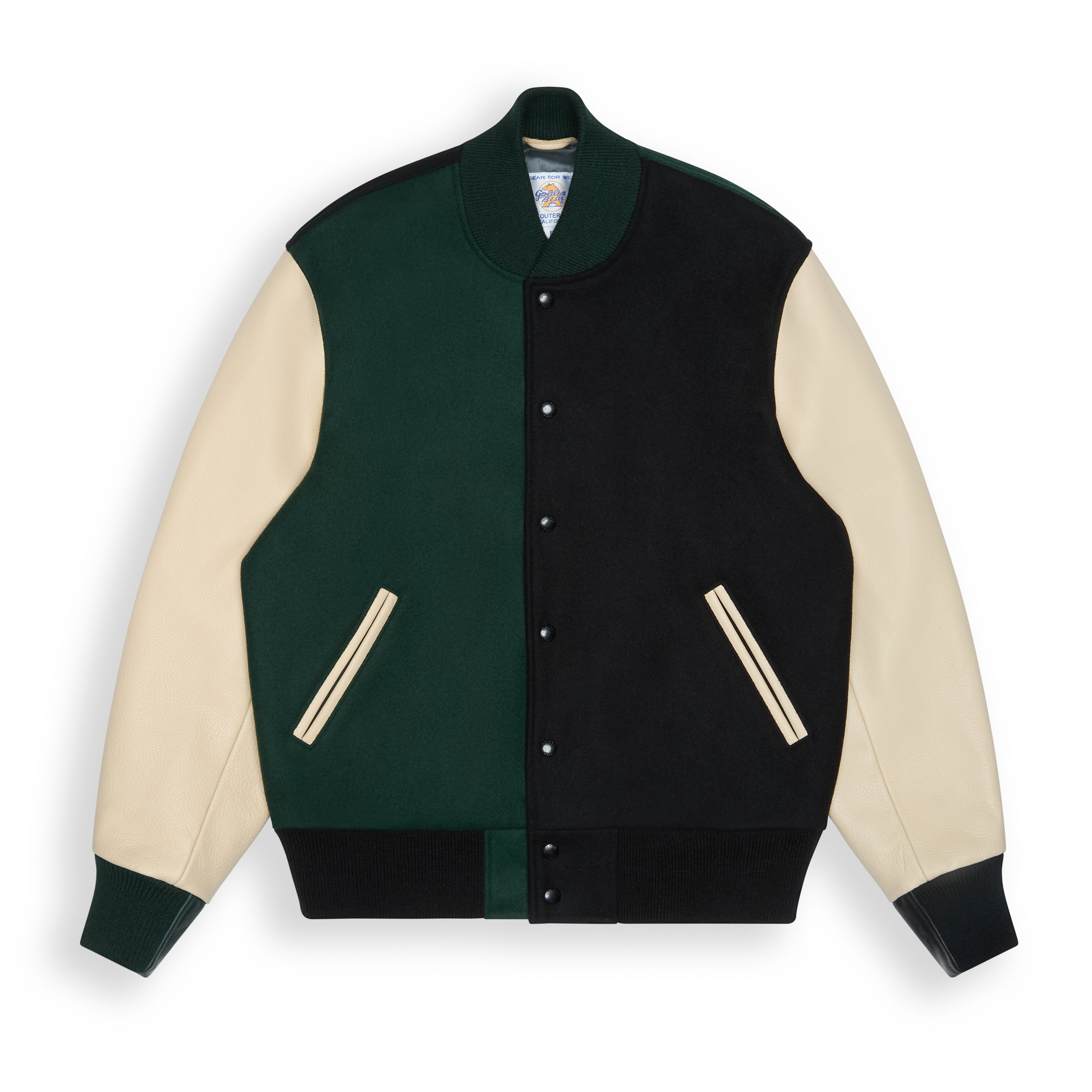 THE ALBANY SPLIT - Color Block Forest Green and Black Melton Wool