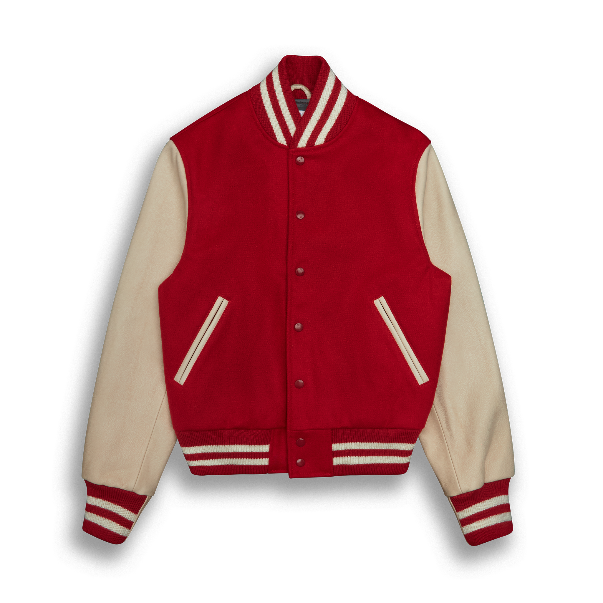 THE ALBANY - Red Melton Wool/Stone Leather Contemporary Fit