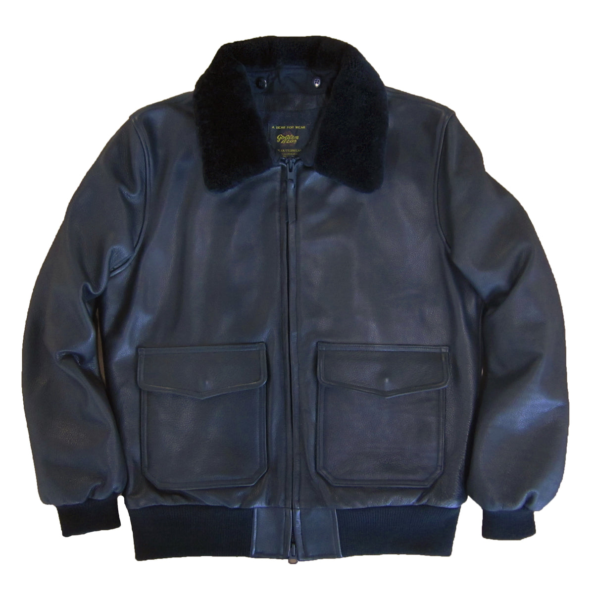 Leather bomber with fur collar shop