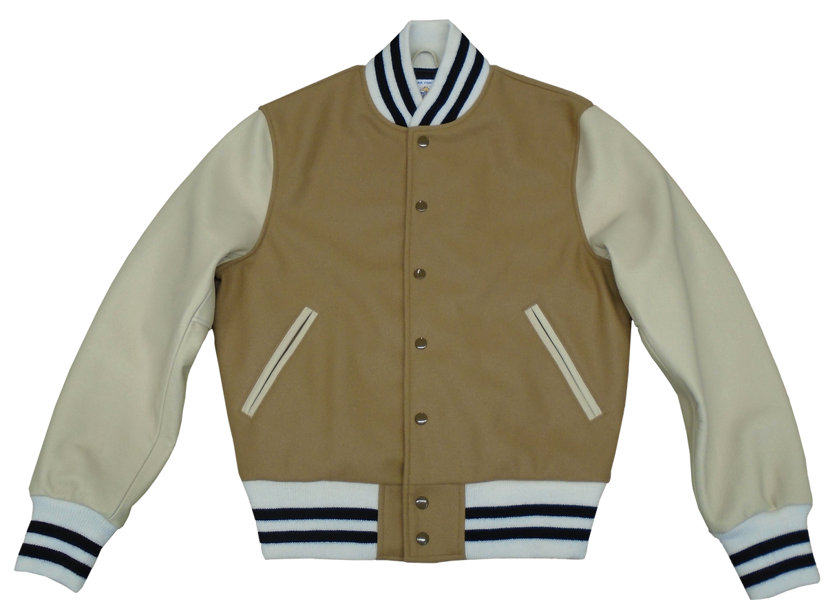 Camel/Cream Contemporary Fit Varsity Jacket
