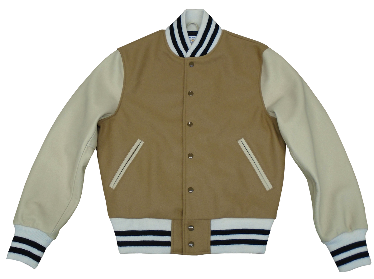 Cream varsity jacket best sale