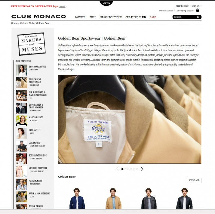 GOLDEN BEAR SPORTSWEAR FOR CLUB MONACO