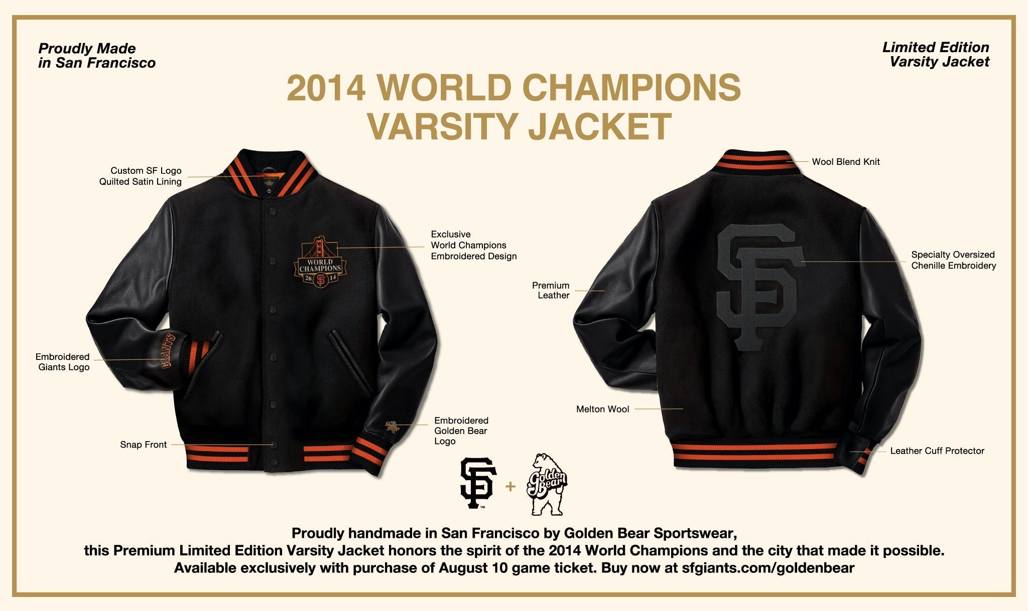 MLB x SF Giants x Golden Bear Sportswear 2014 World Champions Varsity