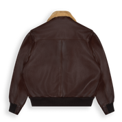 THE CARTER - Brown Leather Bomber Jacket Classic Fit