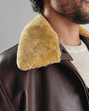 THE CARTER - Brown Leather Bomber Jacket Classic Fit