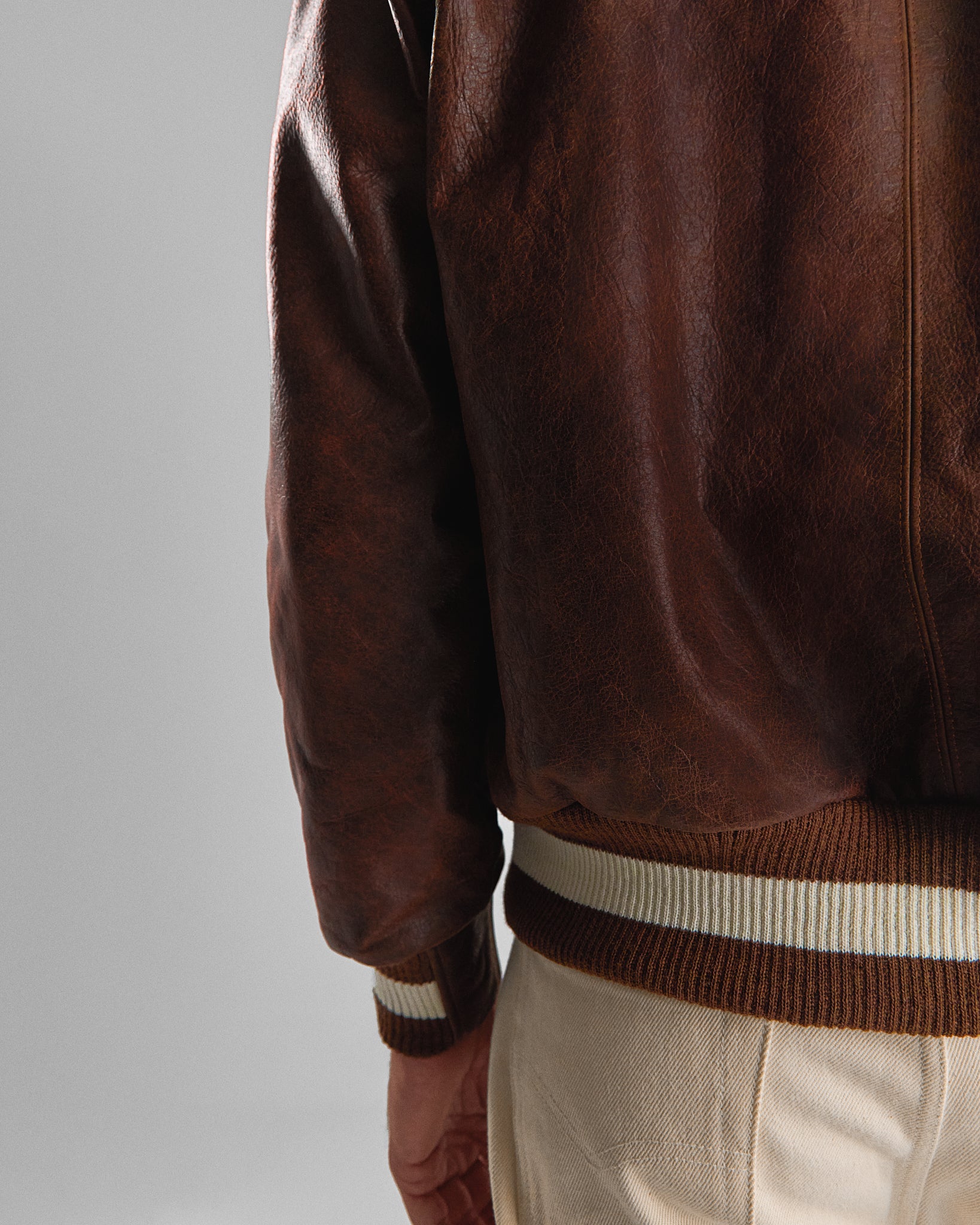THE LEATHER RALSTON - Coffee Bean Leather Raglan Classic Fit