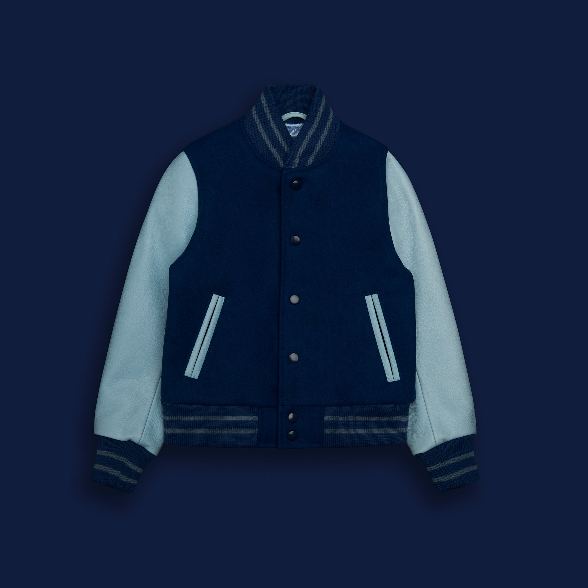 THE PINT SIZE - Royal Blue Melton Wool/Light Blue Leather Kids Fit