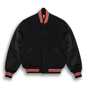 THE ALBANY - Black Melton Wool/Black Leather/Orange Stripe Classic Fit