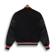THE ALBANY - Black Melton Wool/Black Leather/Orange Stripe Classic Fit