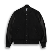THE ALBANY - Black Melton Wool/Black Leather Classic Fit