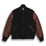 THE ALBANY - Black Melton Wool/Espresso Leather Classic Fit