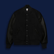 THE ALBANY - Black Melton Wool/Black Leather Tall Classic Fit - Golden Bear Sportswear 