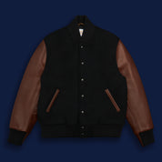 THE ALBANY - Black Melton Wool/Espresso Leather Classic Fit - Golden Bear Sportswear 