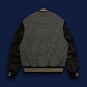 THE ALBANY - Black-Cream Herringbone Wool/Black Leather Classic Fit - Golden Bear Sportswear 