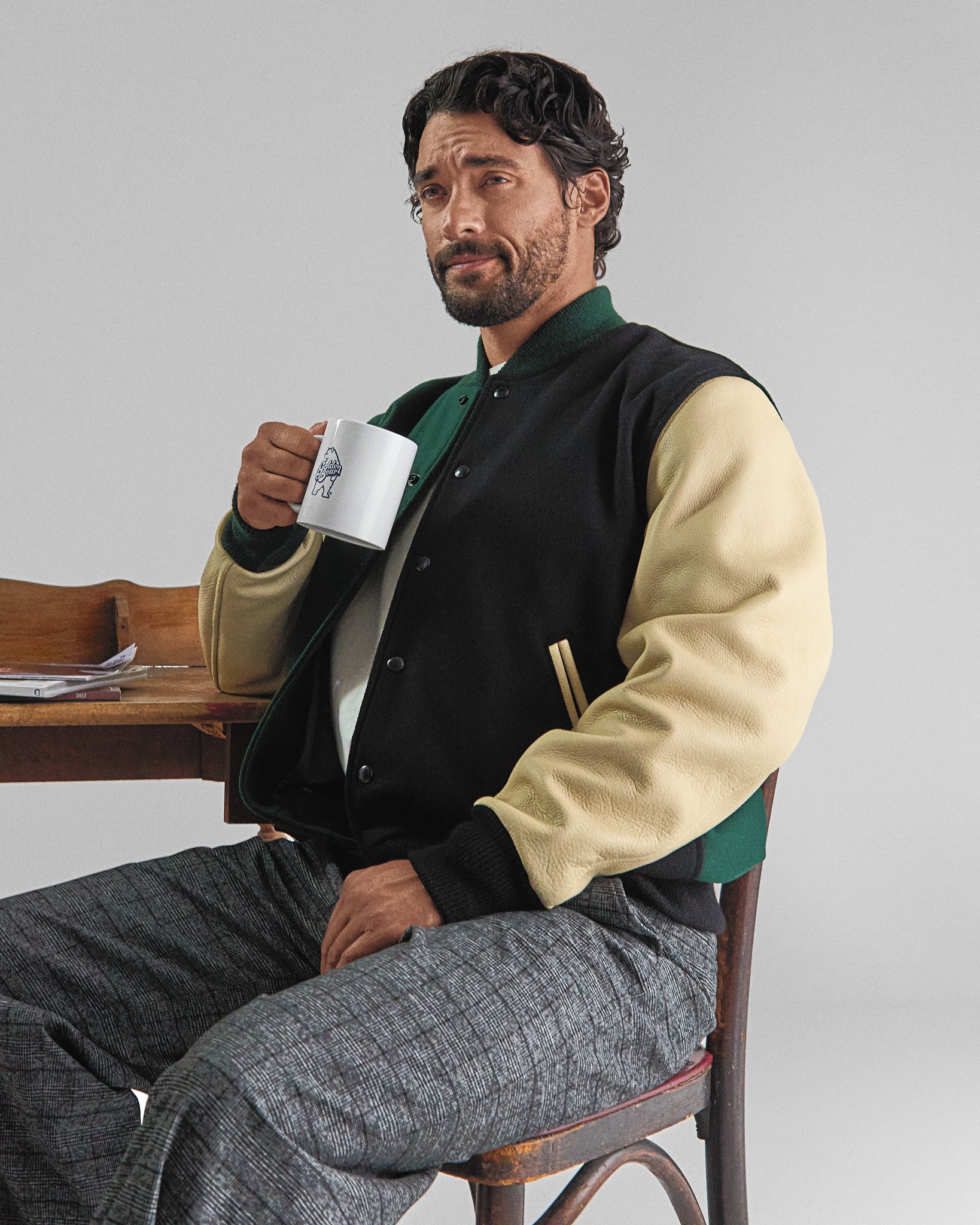 THE ALBANY SPLIT - Color Block Forest Green and Black Melton Wool
