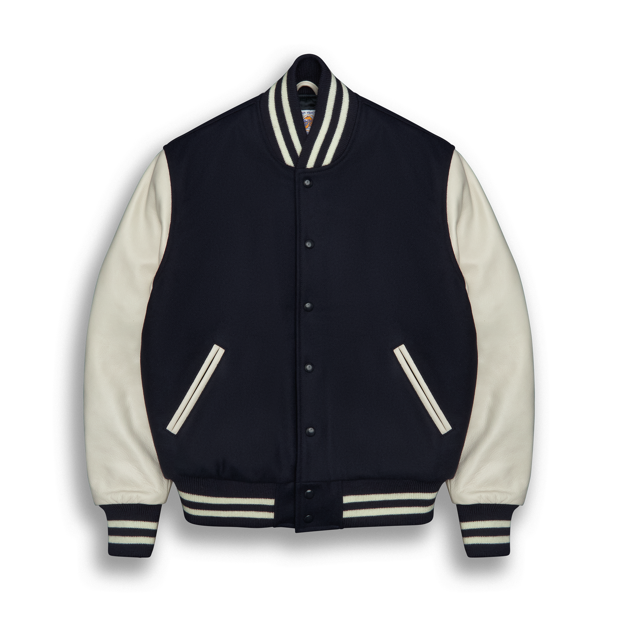 THE ALBANY - Navy Melton Wool/Stone Leather Classic Fit – Golden