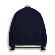 THE PORTOLA - Navy Wool/Striped Cuff Classic Fit