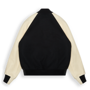 THE RALSTON - Black Melton Wool/Beige Leather Raglan Classic Fit