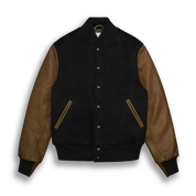 THE ALBANY - Black Melton Wool/Olive Leather Contemporary Fit