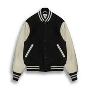THE ALBANY - Black Melton Wool/Stone Leather Contemporary Fit