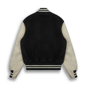 THE ALBANY - Black Melton Wool/Stone Leather Contemporary Fit