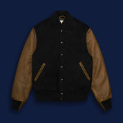 THE ALBANY - Black Melton Wool/Olive Leather Contemporary Fit - Golden Bear Sportswear 