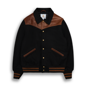 THE LOBOS - Western Varsity Jacket Black/Espresso Classic Fit