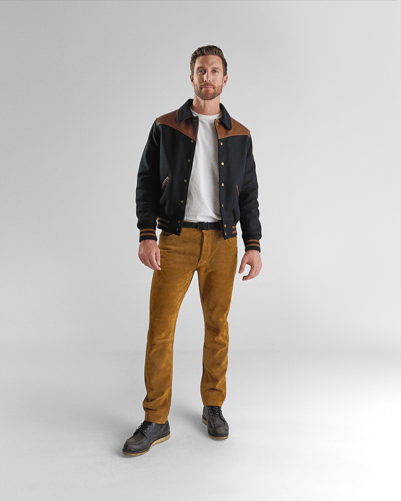 THE LOBOS - Western Varsity Jacket Black/Espresso Classic Fit