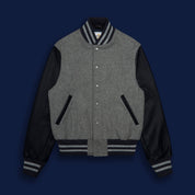 THE ALBANY - Grey Melton Wool/Navy Leather Contemporary Fit - Golden Bear Sportswear 