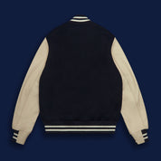 THE ALBANY - Navy Melton Wool/Stone Leather Tall Contemporary Fit - Golden Bear Sportswear 