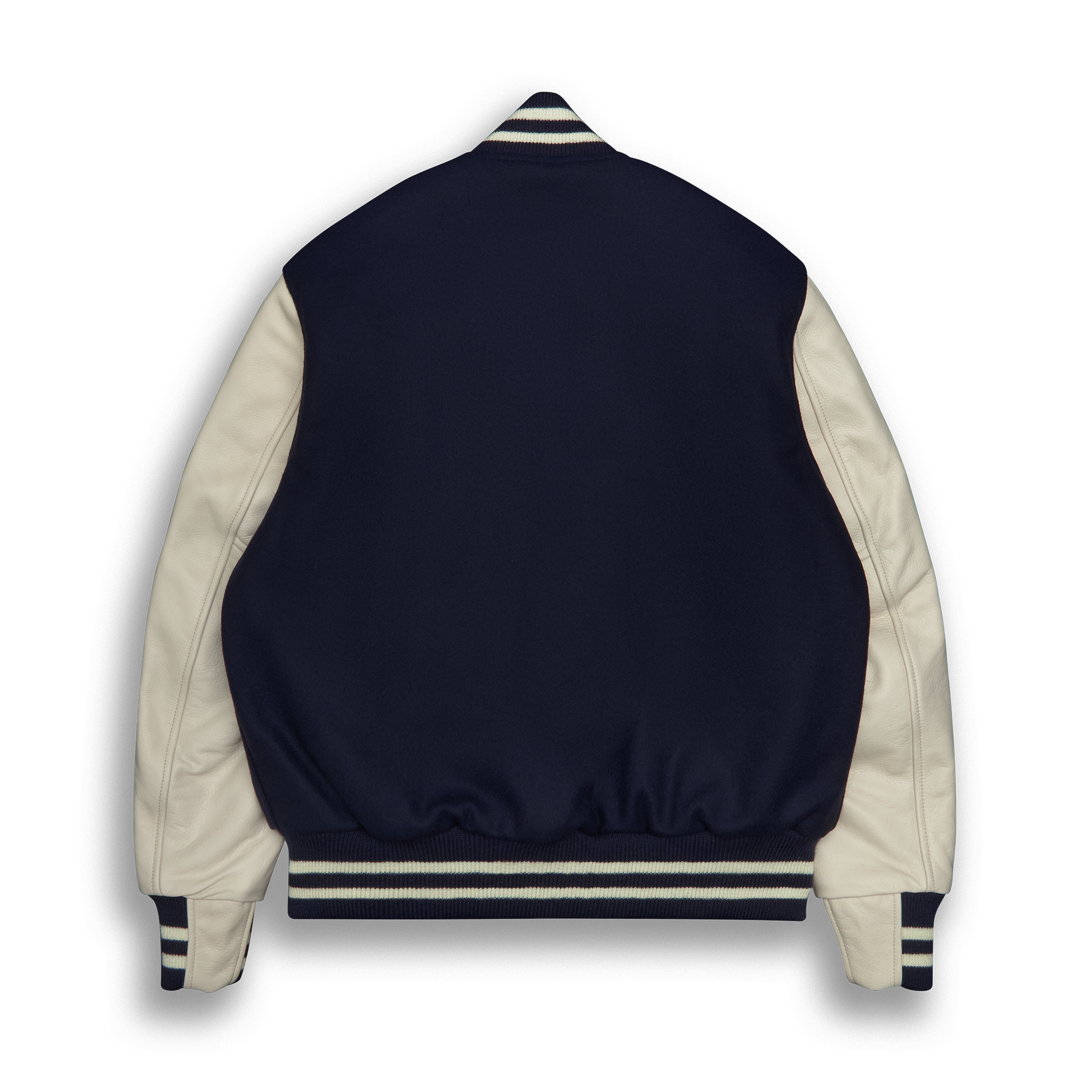 THE ALBANY - Navy Melton Wool/Stone Leather Classic Fit