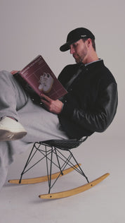 THE RAIDER - Black Melton Wool/Leather Cap